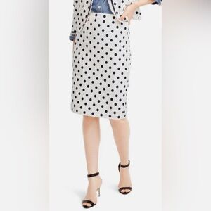 J. Crew Pencil Skirt in Navy Polka Dot Textured Tweed